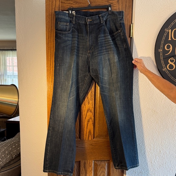 Men's Relaxed Fit Dark Denim Jeans - Picture 1 of 7